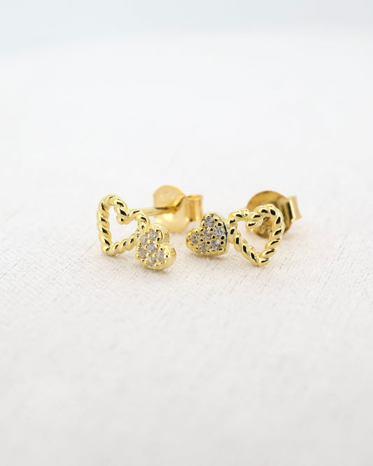 Mini studs dos corazones